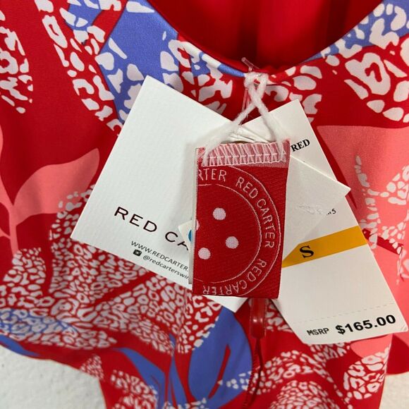 Red Carter Swimsuit Women's size Small Red Tropical Floral V Neck One Piece New - Picture 6 of 16